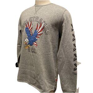 Levi's Mens Sweatshirt Gray Size Large L American Flag Eagle Fleece